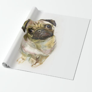 Mops Face Art Print   Niedlicher Mops Hund Geschenkpapier