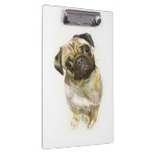 Mops Face Art Print | Niedlicher Mops Hund Klemmbrett (Rechts)