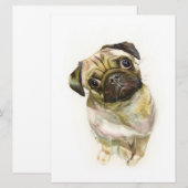Mops Face Art Print | Niedlicher Mops Hund Menükarte (Vorne/Hinten)