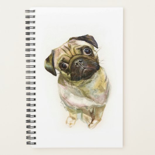 Mops Face Art Print | Niedlicher Mops Hund Planer (Vorderseite)