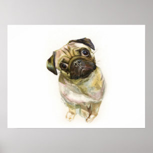 Mops Face Art Print   Niedlicher Mops Hund Poster