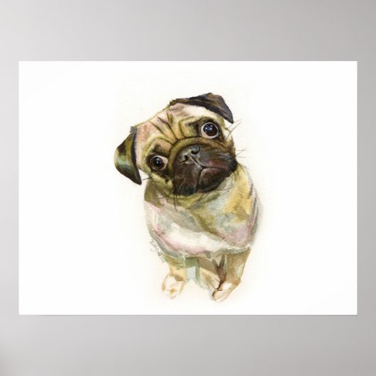 Mops Face Art Print | Niedlicher Mops Hund Poster (Vorne)