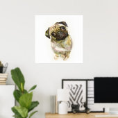 Mops Face Art Print | Niedlicher Mops Hund Poster (Heimbüro)