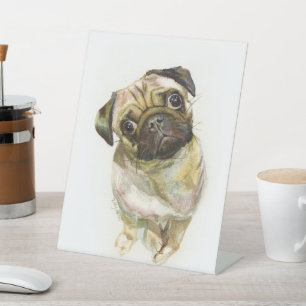Mops Face Art Print   Niedlicher Mops Hund Sockelschild