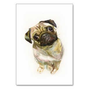 Mops Face Art Print   Niedlicher Mops Hund Tischnummer
