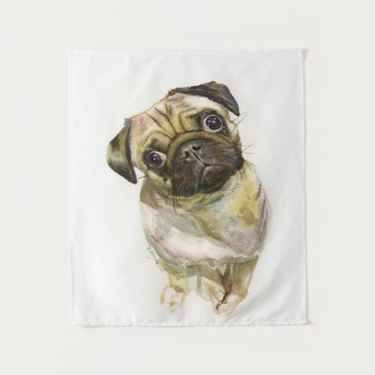 Mops Face Art Print | Niedlicher Mops Hund Wandteppich (Vorderseite)
