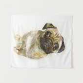 Mops Face Art Print | Niedlicher Mops Hund Wandteppich (Vorderseite (Horizontal))