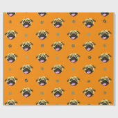 Mops Face Gift Wrap Orange Geschenkpapier (Flach)