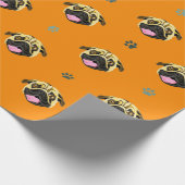 Mops Face Gift Wrap Orange Geschenkpapier (Ecke)