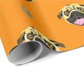 Mops Face Gift Wrap Orange Geschenkpapier (Rolleneckpunkt)