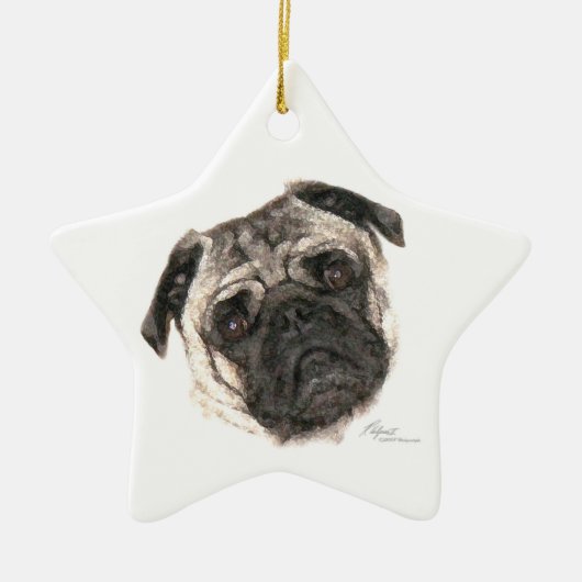 Mops Face Star Ornament (Vorne)