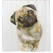 Mops Factory Print| Niedlicher Mops Duschvorhang (Vorderseite)