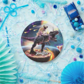 Mops fahren Dinosaurier Einhorn im Weltraum Pappteller (Party)