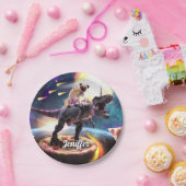 Mops fahren Dinosaurier Einhorn im Weltraum Pappteller (Party)