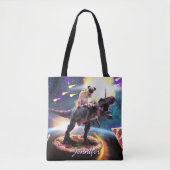 Mops fahren Dinosaurier Einhorn im Weltraum Tasche (Vorderseite)