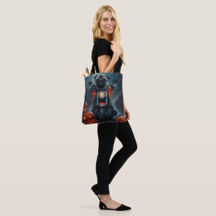 Mops fährt Motorrad Halloween Gruselig Tasche
