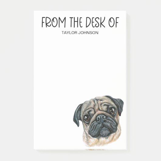 Mops-Fan Post-it Klebezettel (Vorderseite)