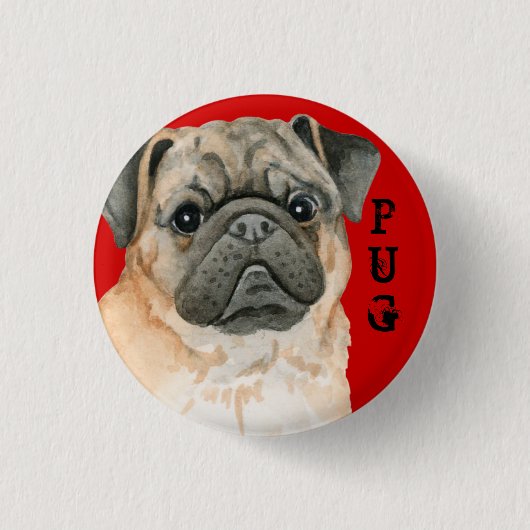 Mops-Farbblock Button (Vorderseite)