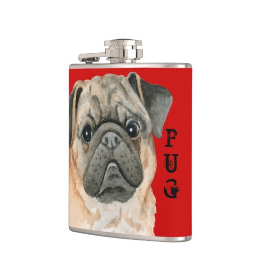 Mops-Farbblock Flachmann (Links)