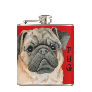 Mops-Farbblock Flachmann