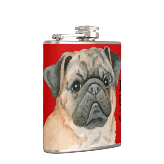 Mops-Farbblock Flachmann (Rechts)