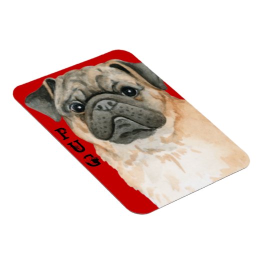 Mops-Farbblock Magnet (Rechte Seite)