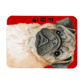 Mops-Farbblock Magnet (Horizontal)