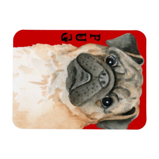 Mops-Farbblock Magnet (Horizontal)