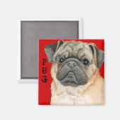 Mops-Farbblock Magnet (Vorderseite/Rückseite)