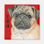 Mops-Farbblock Magnet (Vorne)