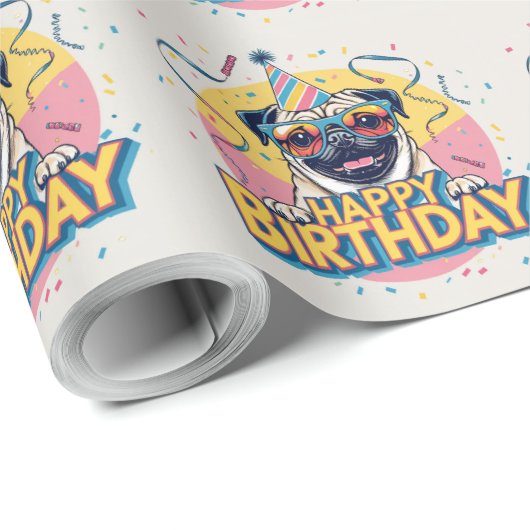 Mops farbig geschenkpapier (Rolleneckpunkt)