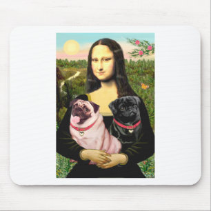 Mops (Fawn + Blk) - Mona Lisa Mousepad