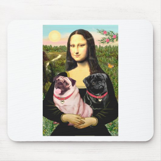 Mops (Fawn + Blk) - Mona Lisa Mousepad (Vorne)