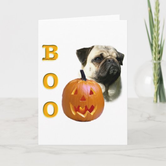 Mops (fawn) Boo Karte (Vorderseite)