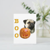 Mops (fawn) Boo Postkarte (Stehend Vorderseite)