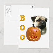 Mops (fawn) Boo Postkarte (Vorne/Hinten)