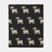 Mops-Fawn-Cartoon Fleecedecke (Vorderseite)