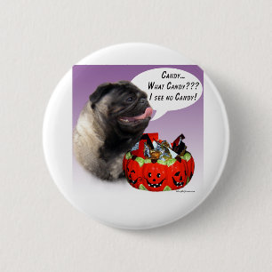 Mops (fawn) Halloween Candy Button