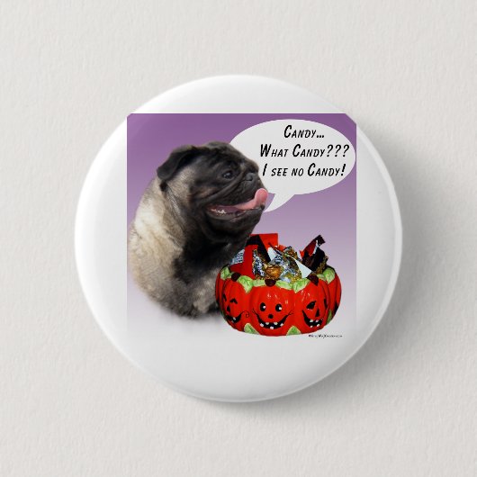 Mops (fawn) Halloween Candy Button (Vorderseite)