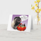 Mops (fawn) Halloween Candy Karte (Gelbe Blume)