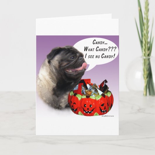 Mops (fawn) Halloween Candy Karte (Vorderseite)