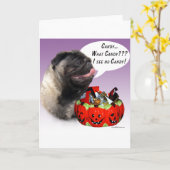 Mops (fawn) Halloween Candy Karte (Gelbe Blume)