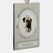 Mops (fawn) Mama 2 Banner-Ornament Silber (Rechts)