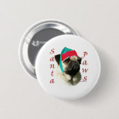 Mops (fawn) Santa Paws Button (Vorne & Hinten)