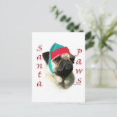 Mops (fawn) Santa Paws Feiertagspostkarte (Stehend Vorderseite)