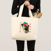 Mops (fawn) Santa Paws Jumbo Stoffbeutel (Vorderseite (Produkt))