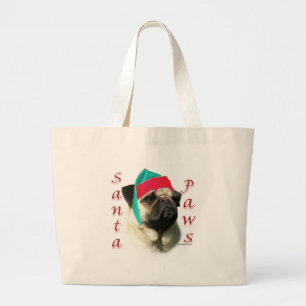 Mops (fawn) Santa Paws Jumbo Stoffbeutel