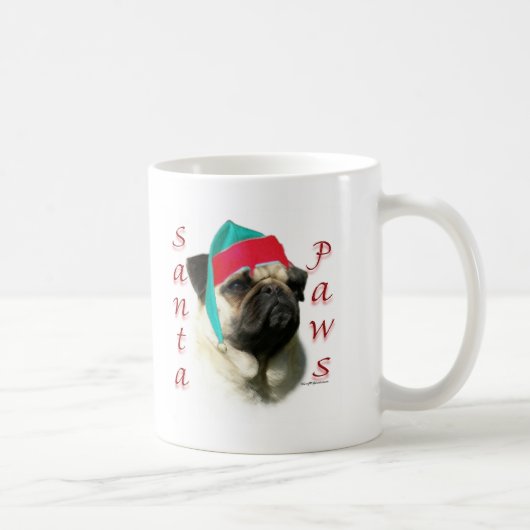Mops (fawn) Santa Paws Kaffeetasse (Rechts)
