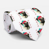 Mops (fawn) Santa Paws Krawatte (Gerollt)