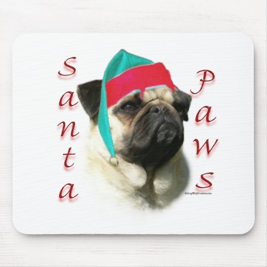 Mops (fawn) Santa Paws Mousepad (Vorne)